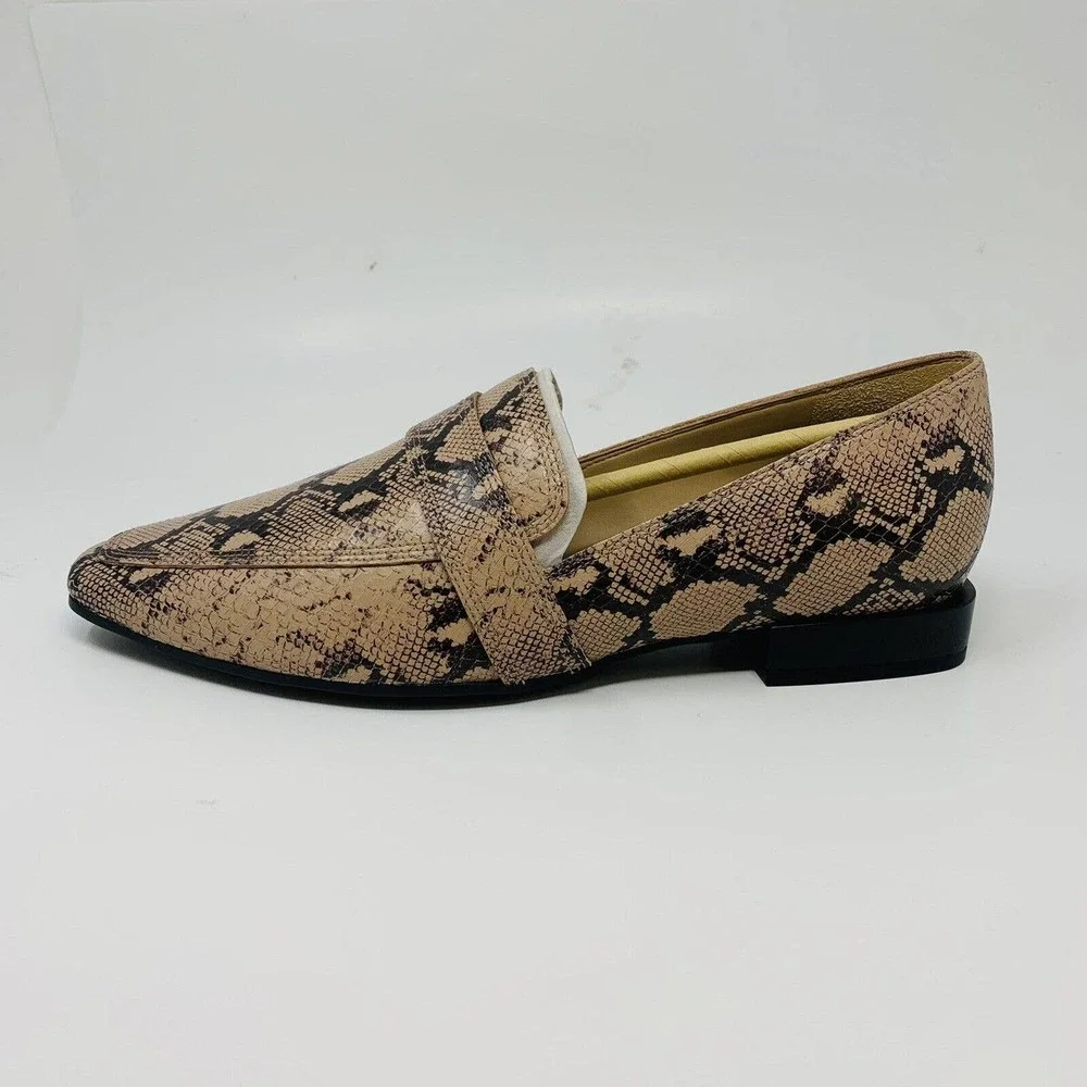 New Naturalizer Womans Sz 6.5M Shoes Cicero Nude Snake Leather Block Heel‎ NWT